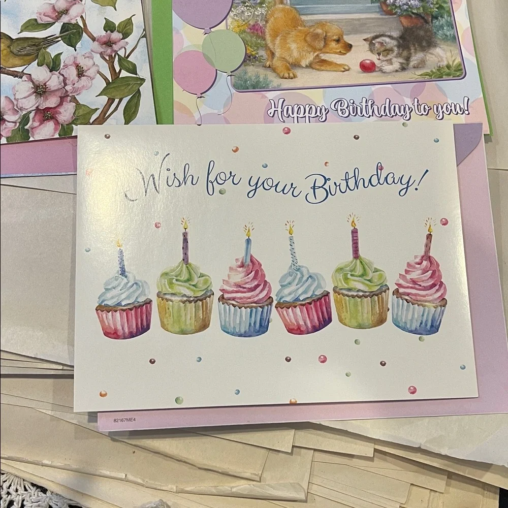 Set of 10 Assorted Birthday Greeting Cards – Floral, Cute & Scenic Designs – New